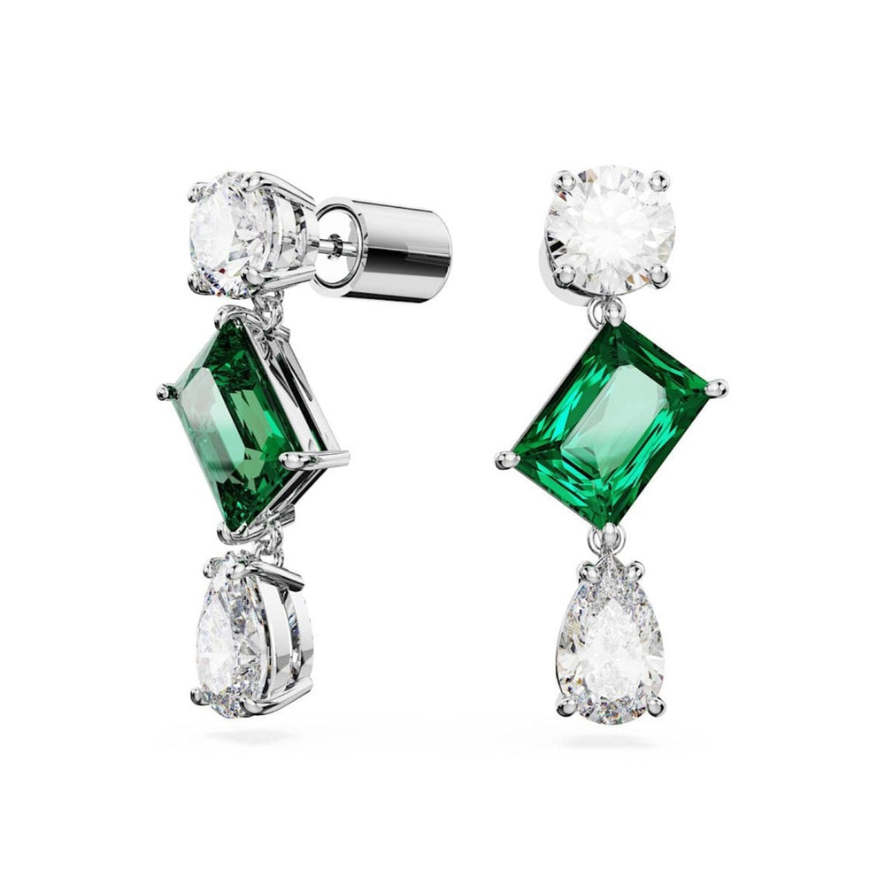 Swarovski Mesmera Mix Cut Drop Earrings - Green with Rhodium Plating 5665878