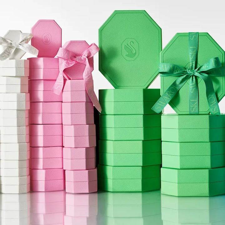 Swarovski Millenia Octagon Hoop Earrings - White with Rhodium Plating