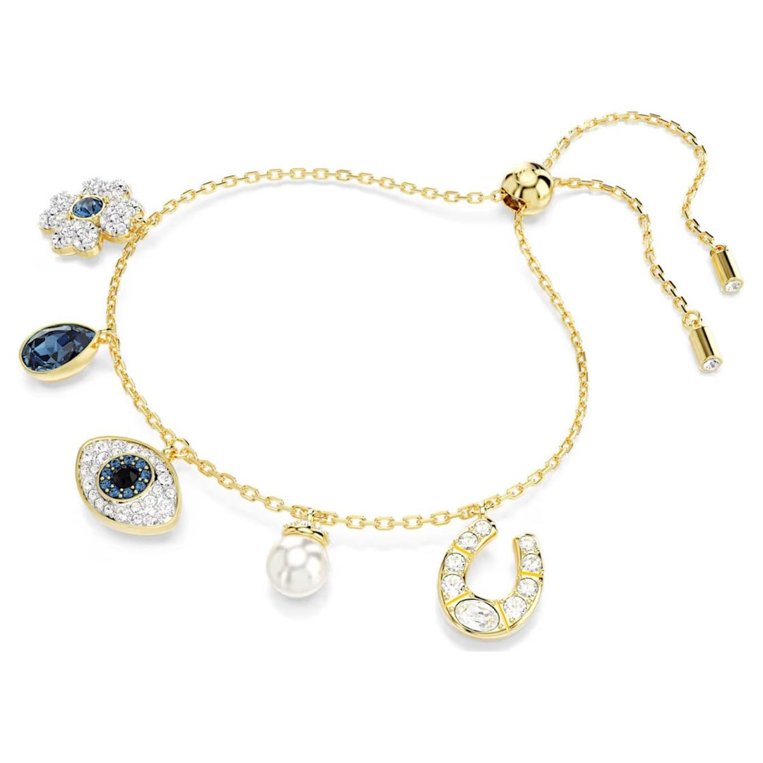 Swarovski Symbolica Bracelet - Clover Evil Eye and Horseshoe - Blue with Gold Tone Plating 5692162