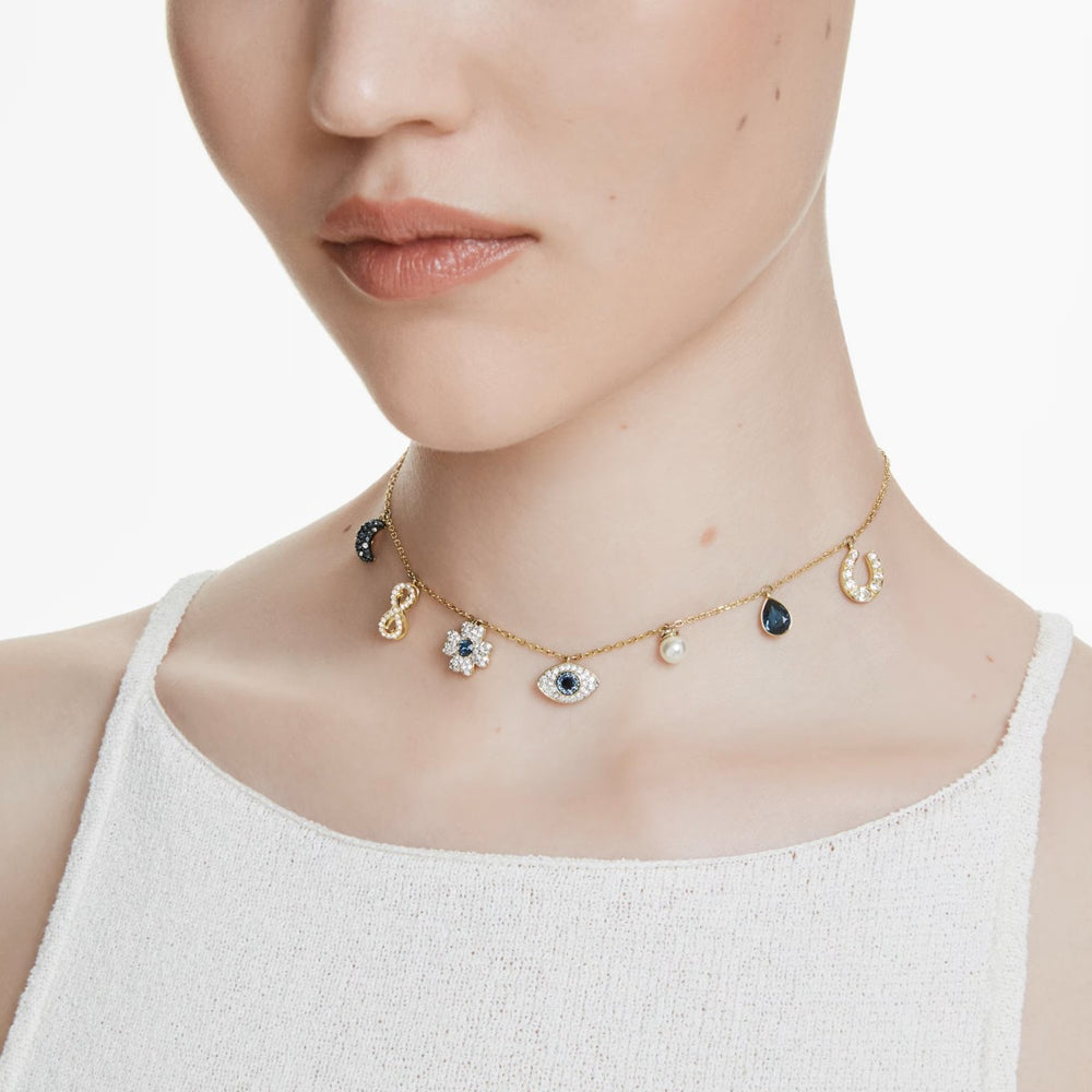 Swarovski Symbolica Charm Choker - Blue with Gold Tone Plating. Item code 5692164.