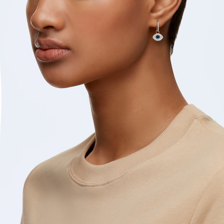 Swarovski Symbolic Evil Eye Hoop Earrings - Rose Gold Plating