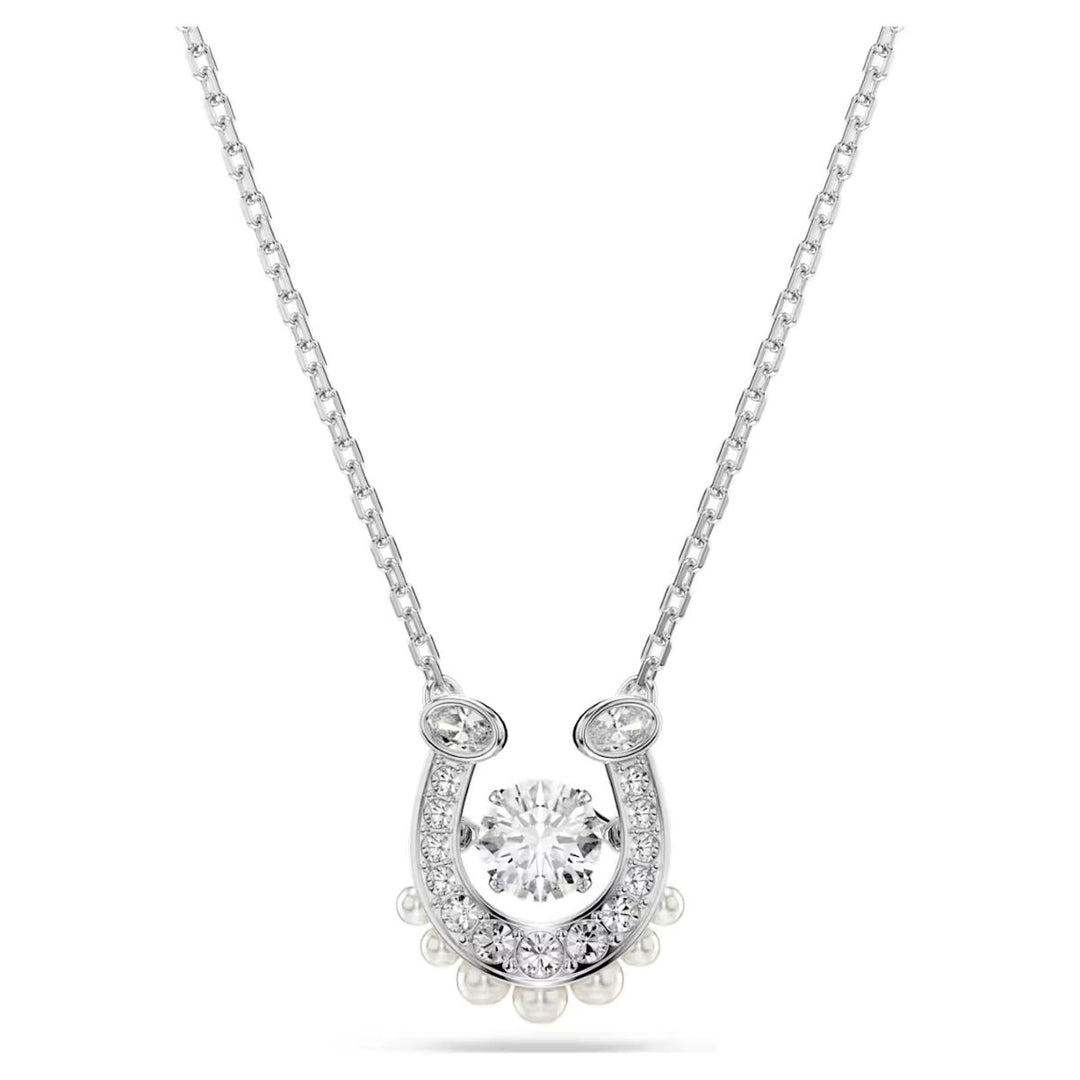 Swarovski Symbolica Pendant Crystal Pearl Round Cut PavÃ© Horseshoe - White with Rhodium Plating - 5736972