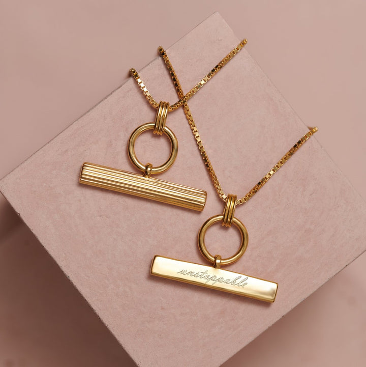 Rachel Jackson Personalised T-Bar Necklace Gold TBN3CGP
