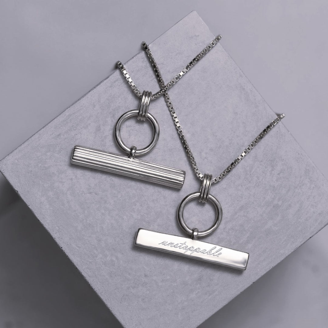 Rachel Jackson Personalised T-Bar Necklace Silver TBN3CS
