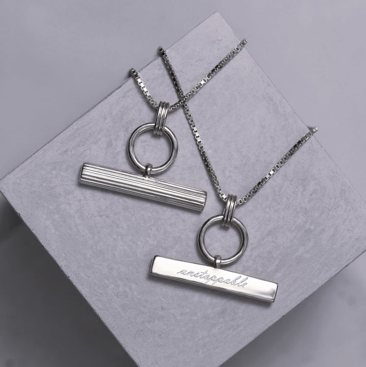 Rachel Jackson Personalised T-Bar Necklace Silver TBN3CS