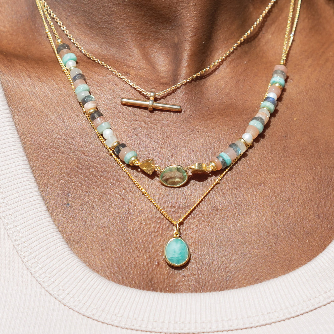 Sarah Alexander Tangiers Amazonite Gemstone Gold Pendant Necklace