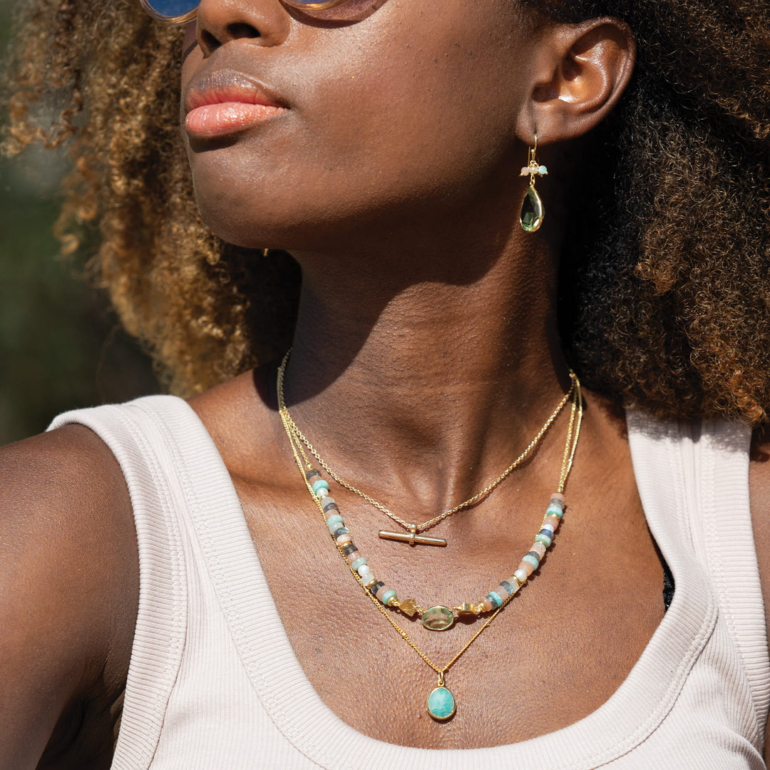 Sarah Alexander Tangiers Amazonite Gemstone Gold Pendant Necklace