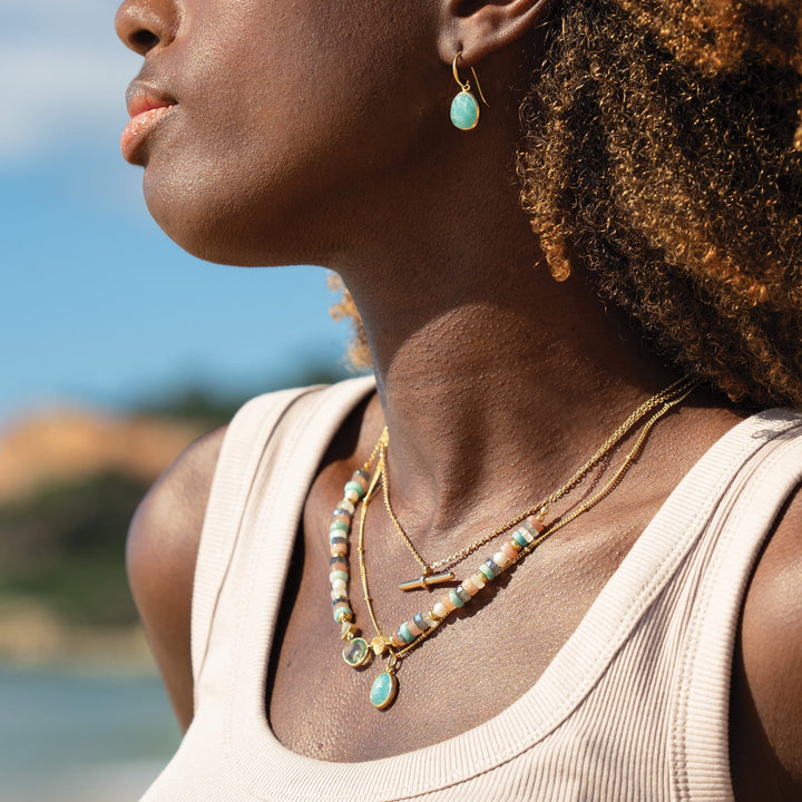 Sarah Alexander Tangiers Amazonite Gemstone Gold Pendant Necklace