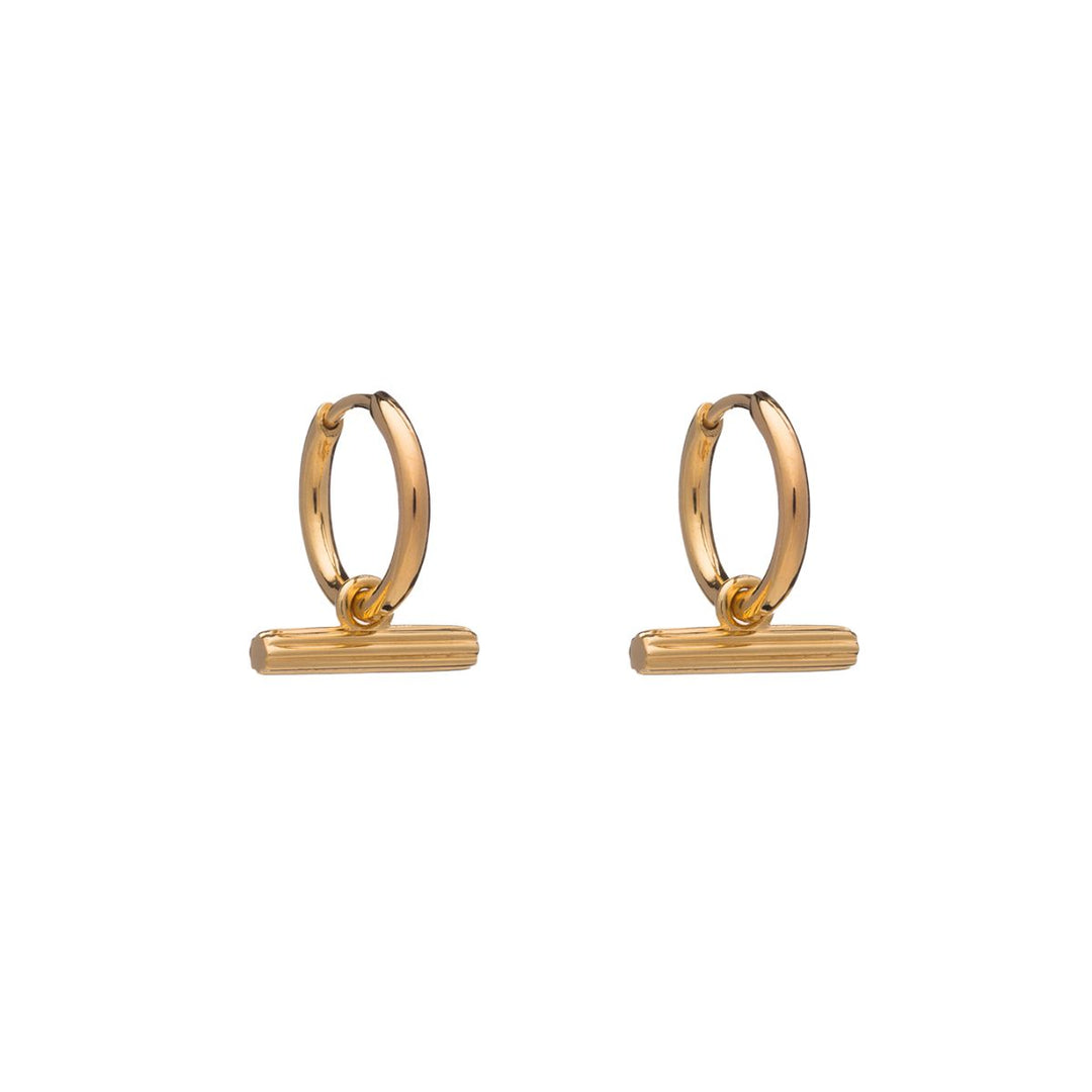 Rachel Jackson Mini T-Bar Huggie Hoop Earrings Gold TBE20GP