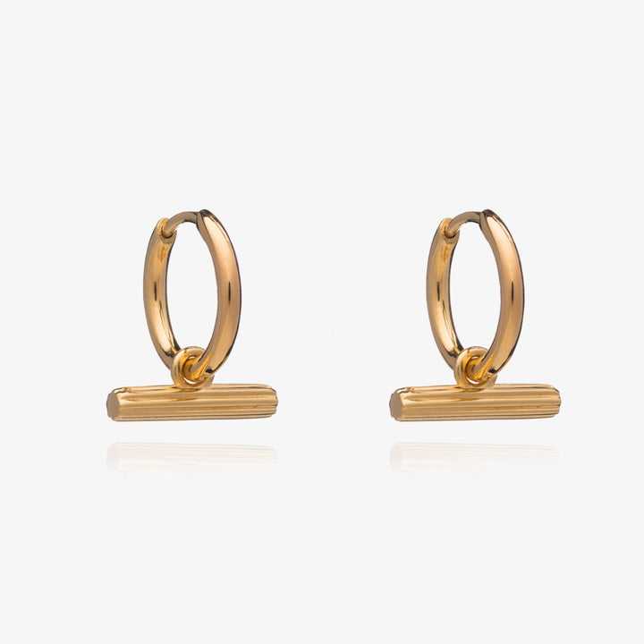Rachel Jackson Mini T-Bar Huggie Hoop Earrings Gold TBE20GP