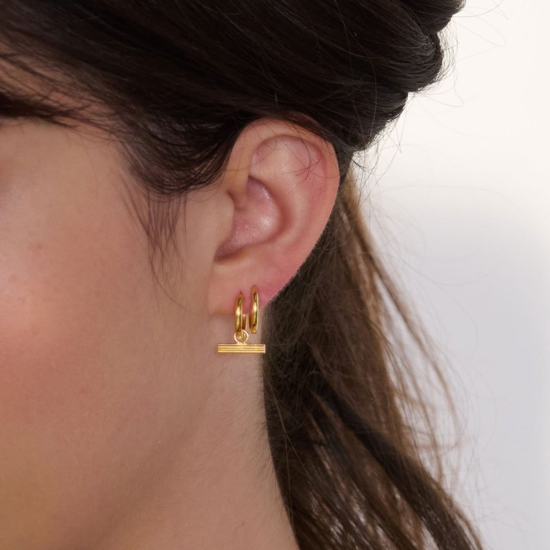 Rachel Jackson Mini T-Bar Huggie Hoop Earrings Gold TBE20GP