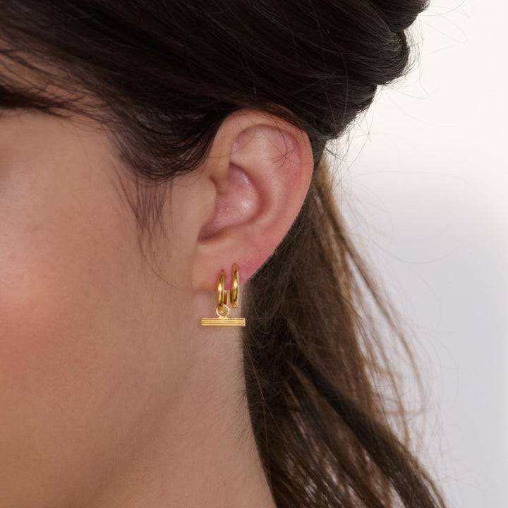 Rachel Jackson Mini T-Bar Huggie Hoop Earrings Gold TBE20GP