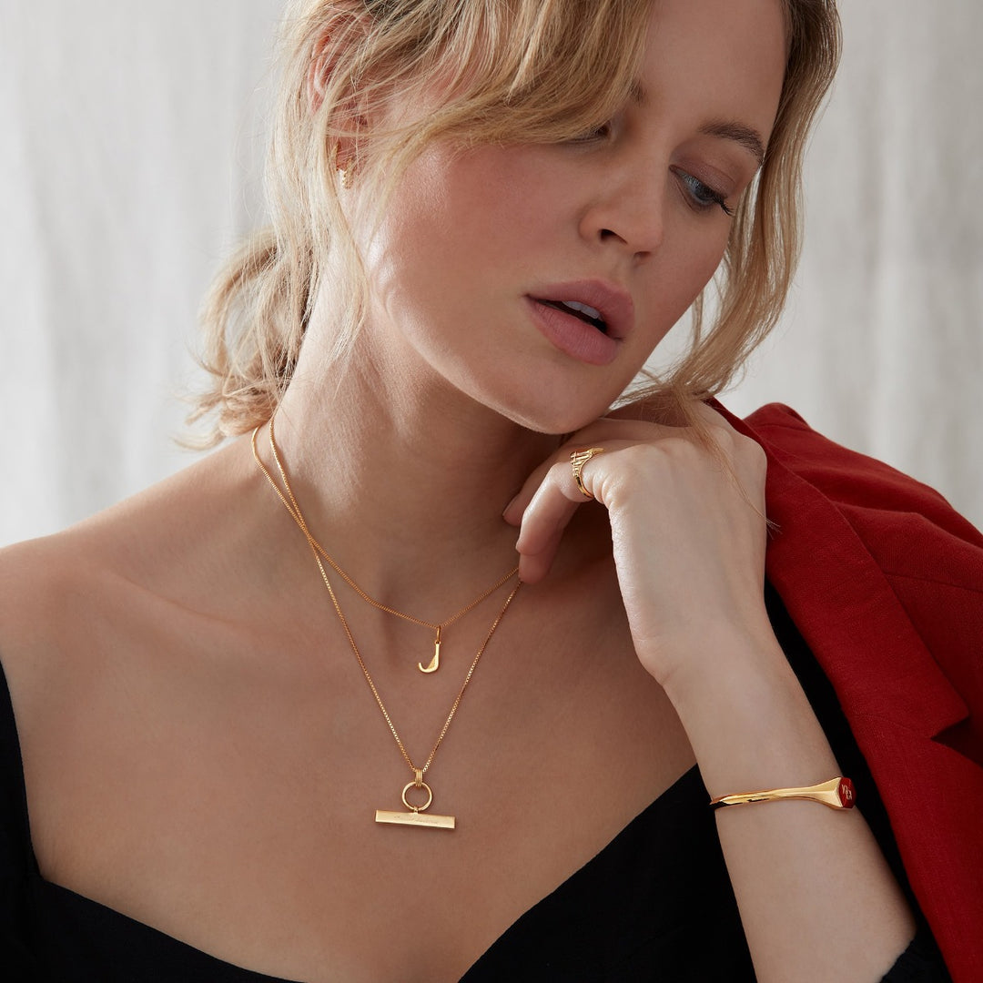 Rachel Jackson Personalised T-Bar Necklace Gold TBN3CGP
