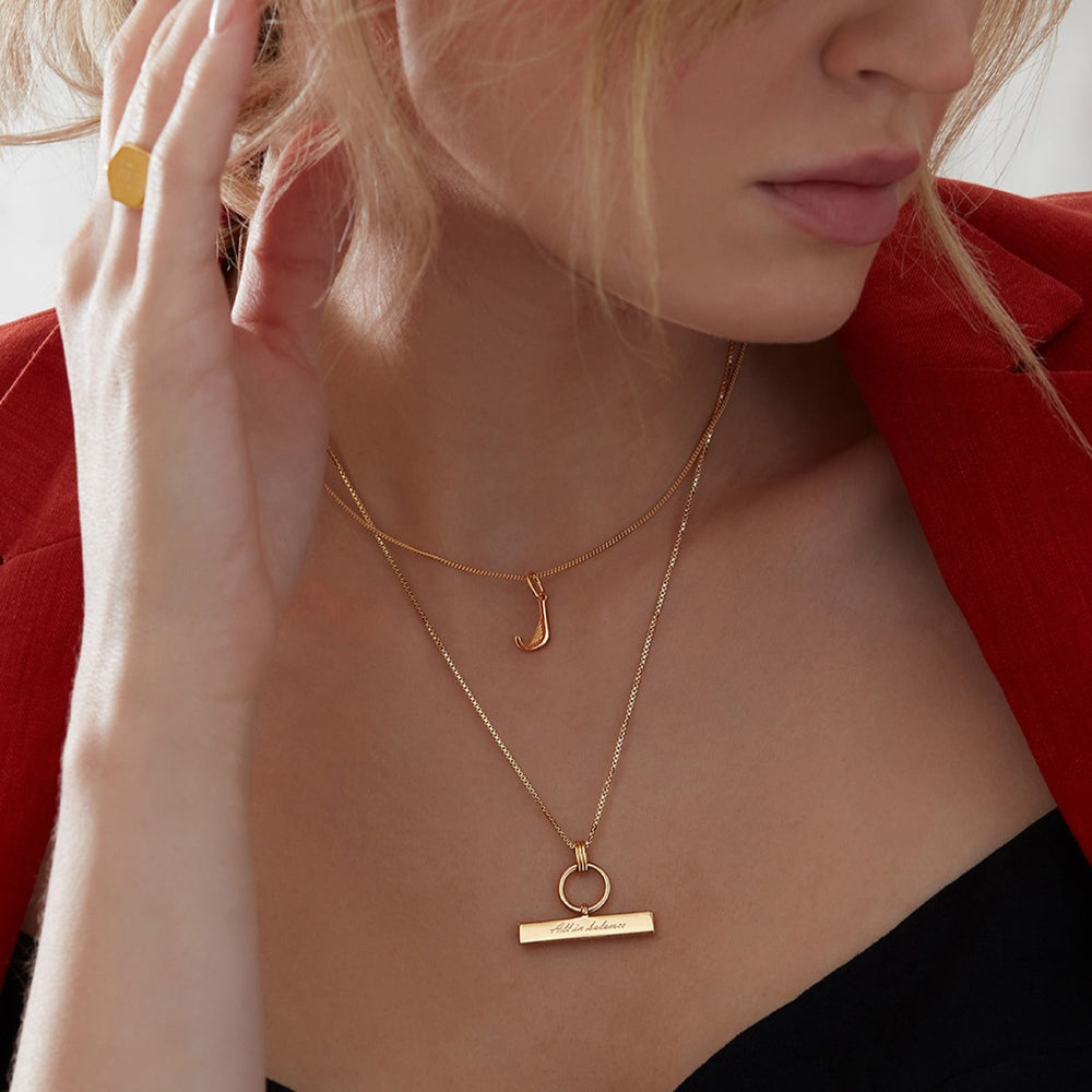 Rachel Jackson Personalised T-Bar Necklace Gold TBN3CGP