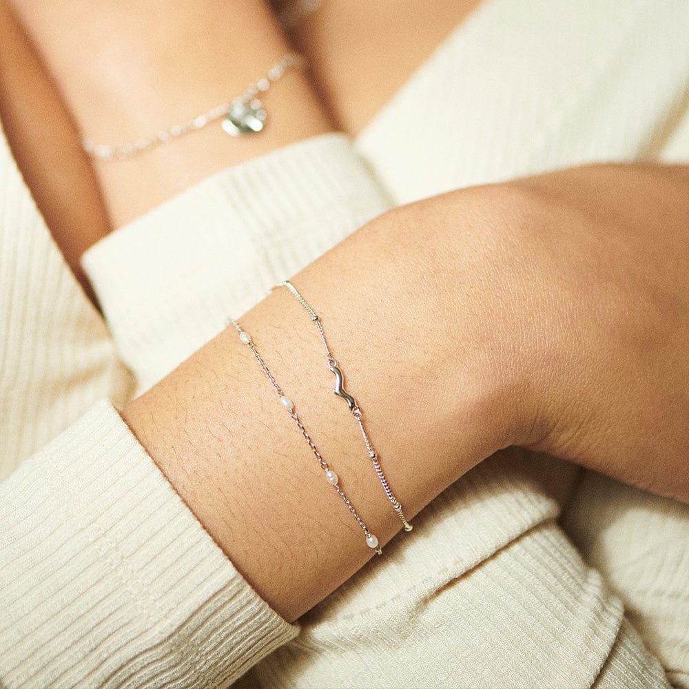 Daisy Treasures Seed Pearl Chain Bracelet - Silver TBR03_SLV