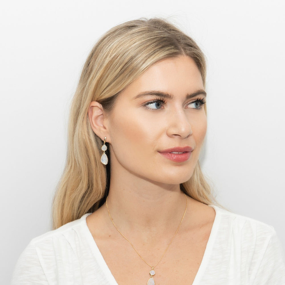 Sarah Alexander Tidal Rainbow Moonstone Double Drop Earrings
