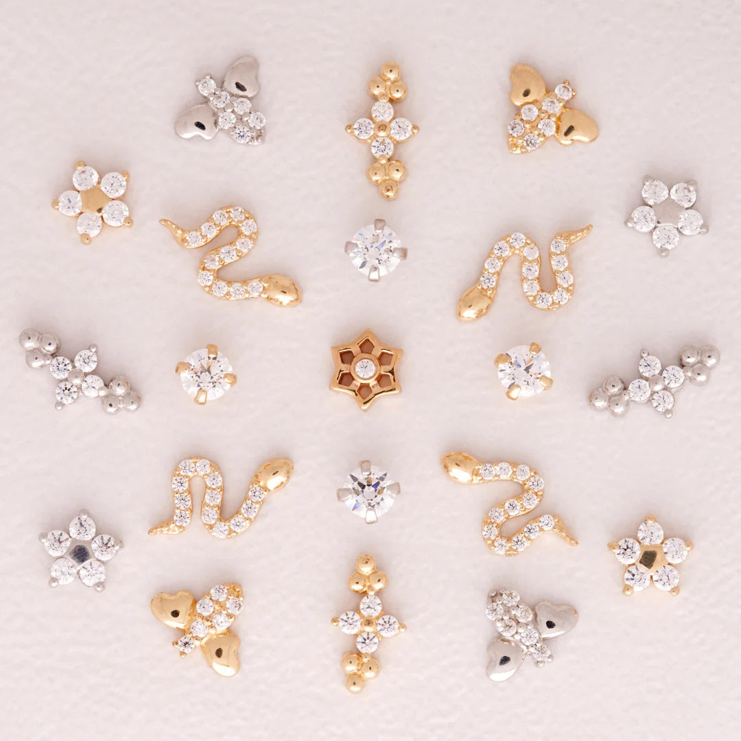 Tish Lyon 14ct White Gold Prong Set Gem Threadless Labret Single Earring