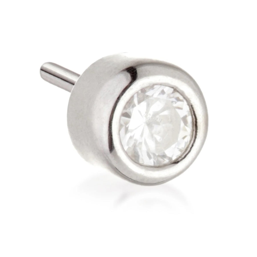 Tish Lyon 14ct White Gold Bezel Set Gem Threadless Labret Single Earring