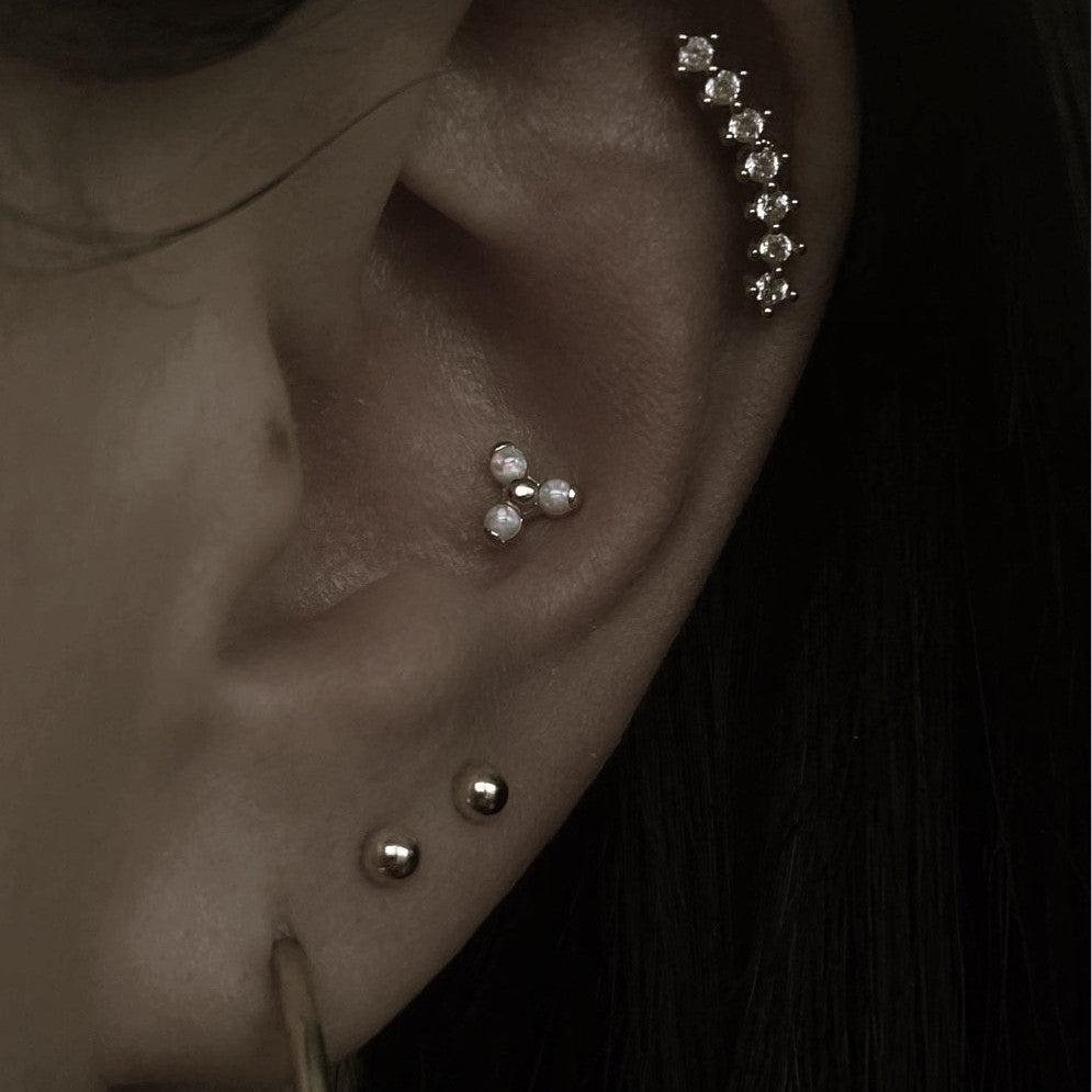 Tish Lyon 14ct White Gold Ball Threadless Labret Single Earring