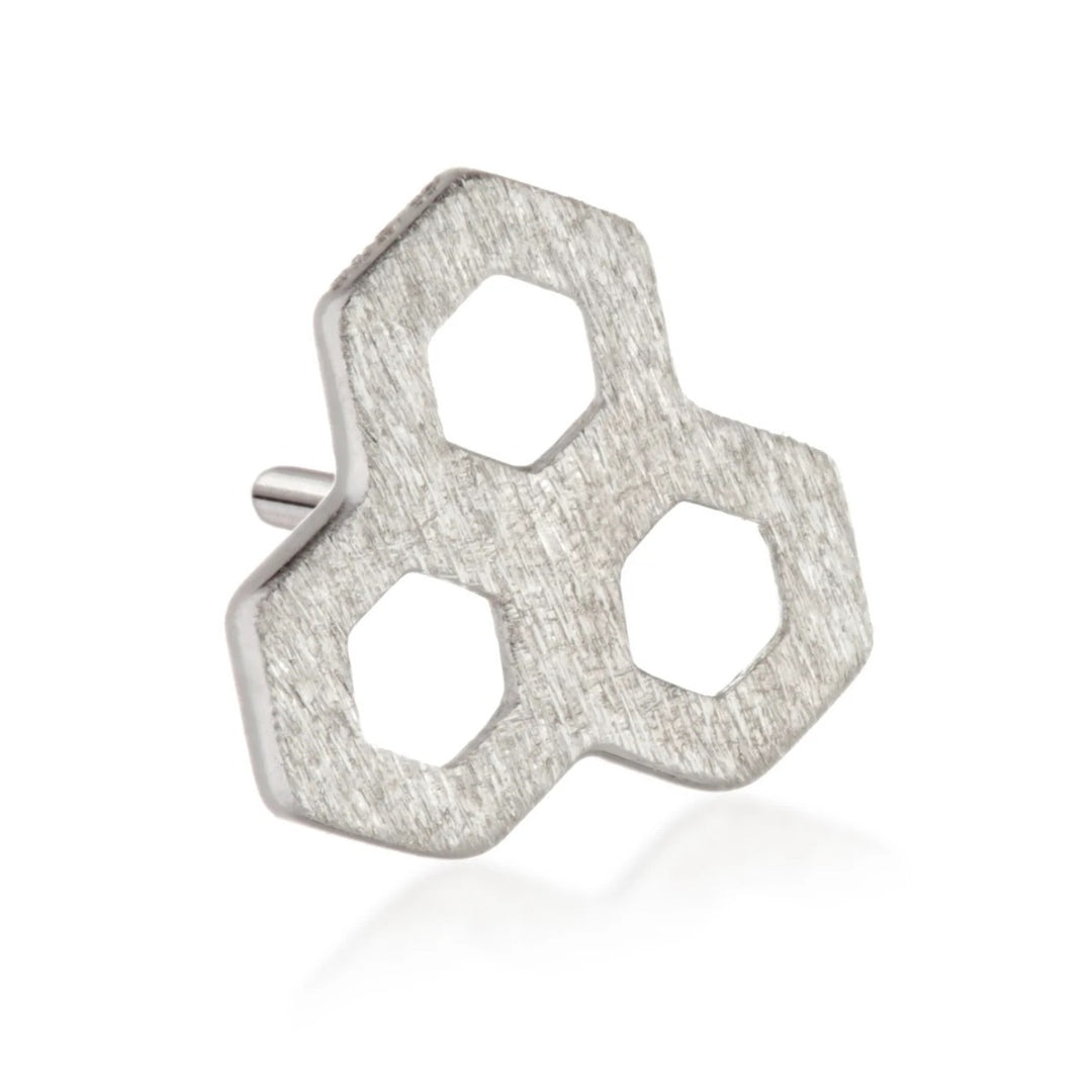 Tish Lyon 14ct White Gold Honeycomb Threadless Labret Single Earring TLPIN114