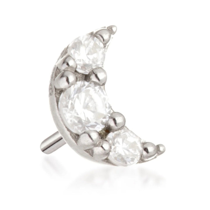 Tish Lyon 14ct White Gold Crescent Moon Gem Threadless Labret Single Earring
