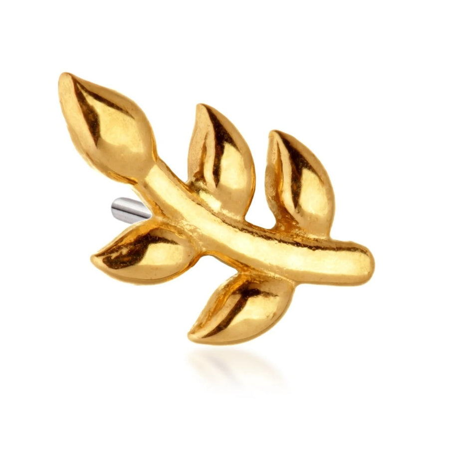 Tish Lyon 14ct Yellow Gold Leaf Threadless Labret Single Earring