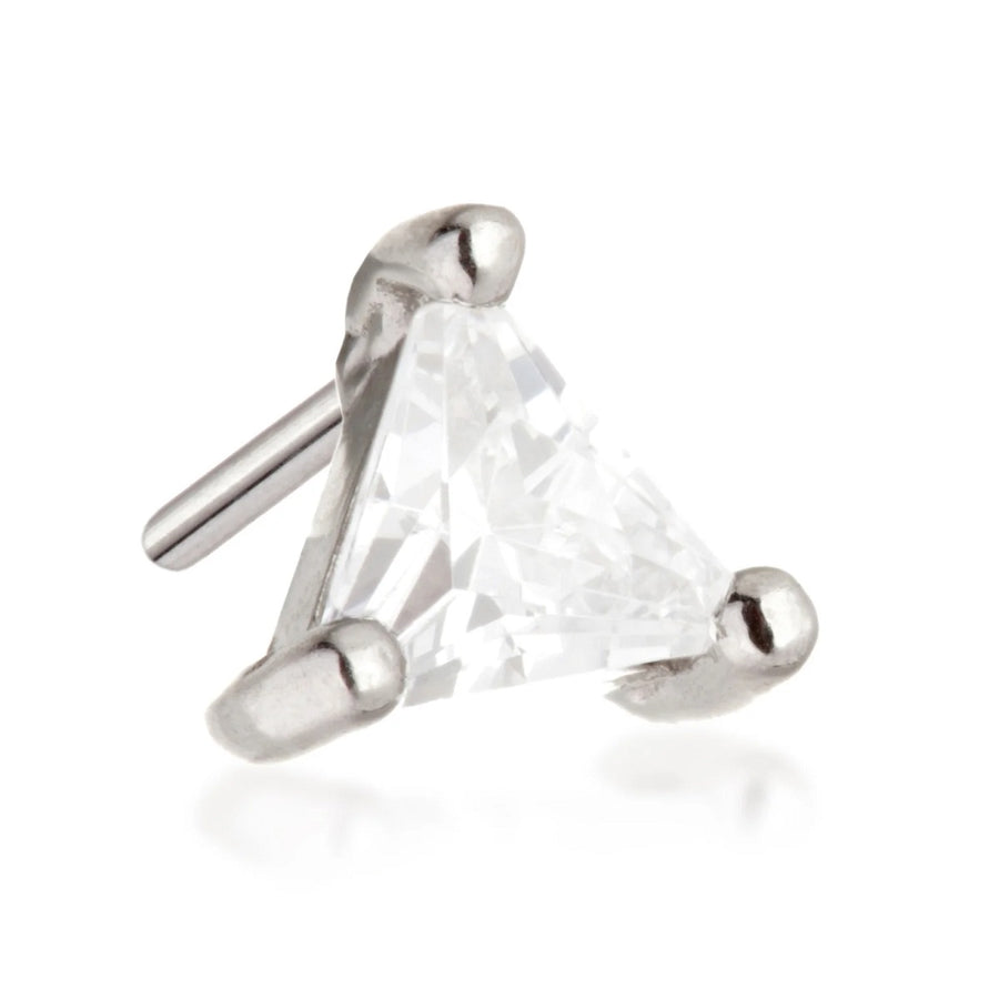 Tish Lyon 14ct White Gold Gem Triangle Threadless Labret Single Earring