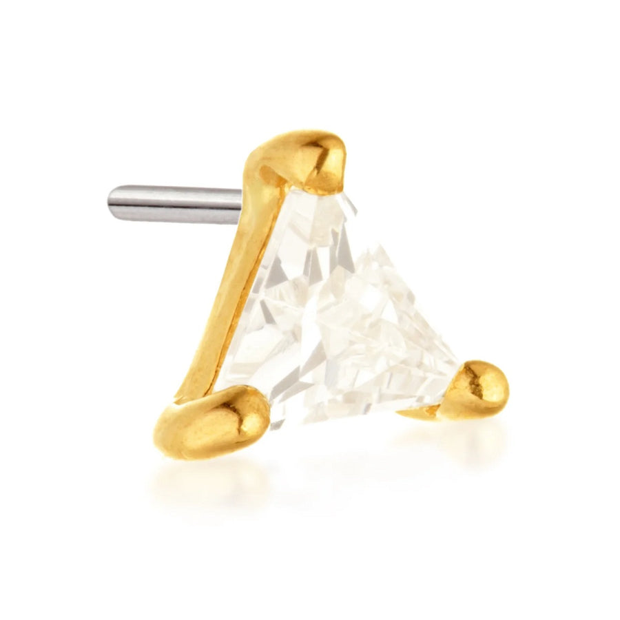 Tish Lyon 14ct Yellow Gold Gem Triangle Threadless Labret Single Earring