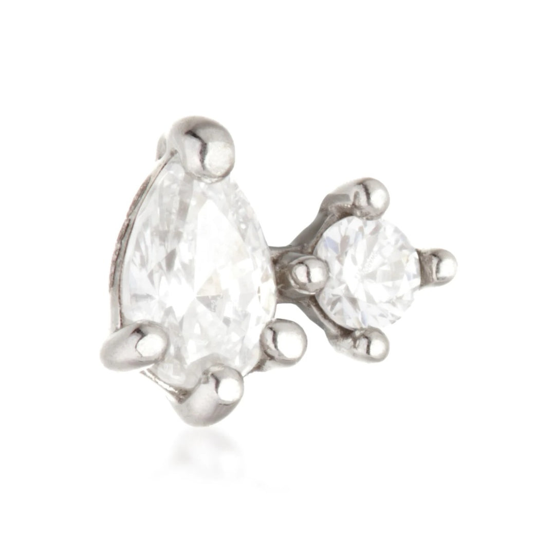 Tish Lyon 14ct Yellow Gold Double Gem Threadless Labret Single Earring