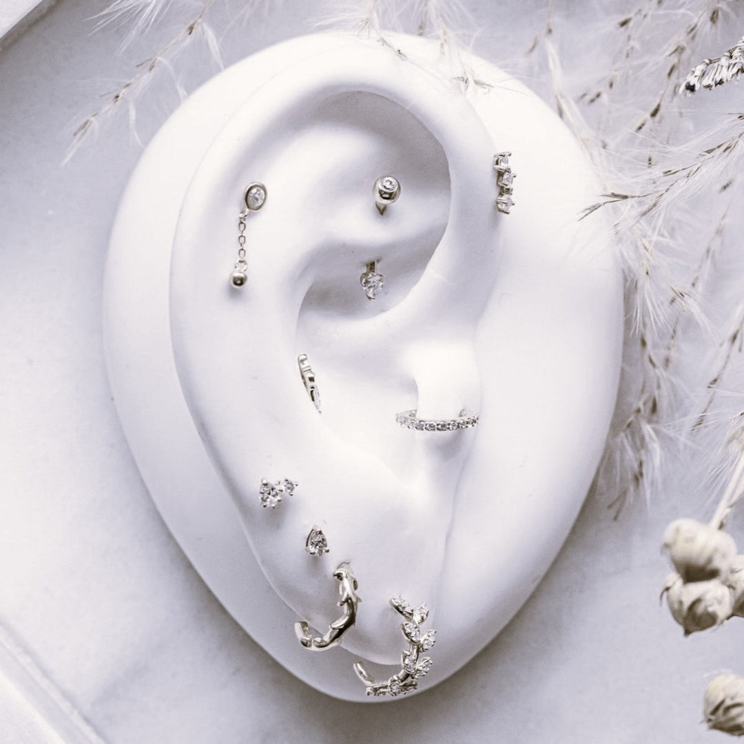 Tish Lyon 14ct White Gold Double Gem Threadless Labret Single Earring