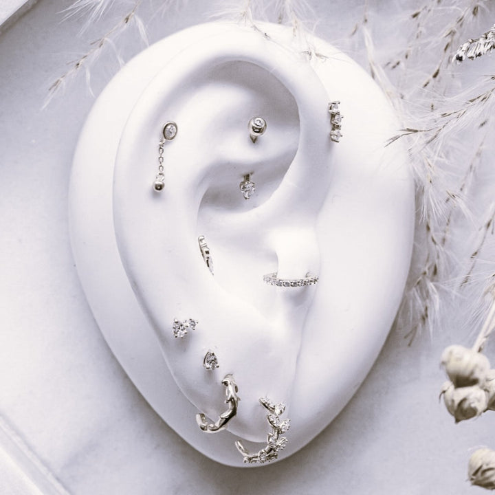 Tish Lyon 14ct White Gold Double Gem Threadless Labret Single Earring
