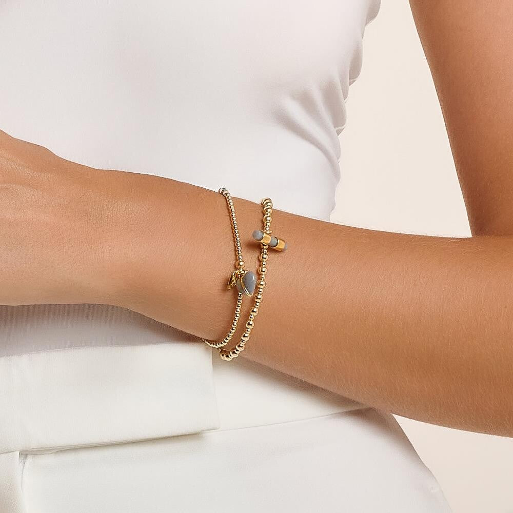 Annie Haak Santeenie Imogen Heart Gold Filled Charm Bracelet - Grey