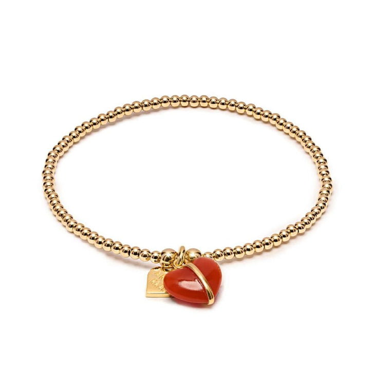 Annie Haak Santeenie Imogen Heart Gold Filled Charm Bracelet - Burnt Orange