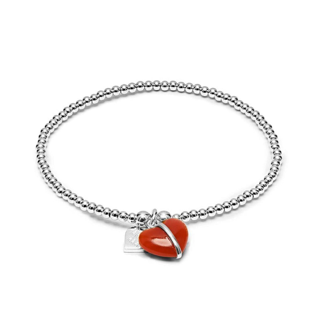 Annie Haak Santeenie Imogen Heart Silver Charm Bracelet - Burnt Orange