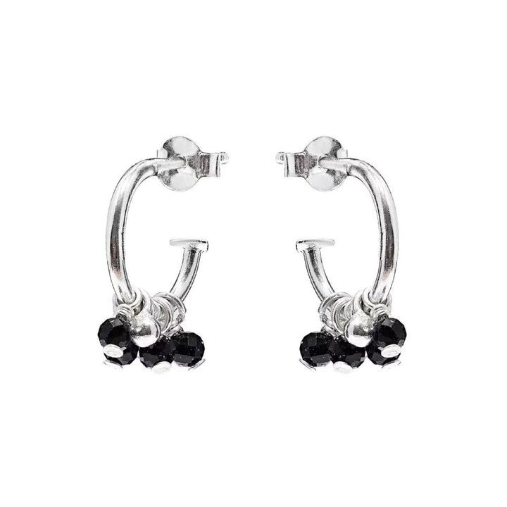 Annie Haak Gotri Silver Hoop Earrings - Black Onyx - E0469