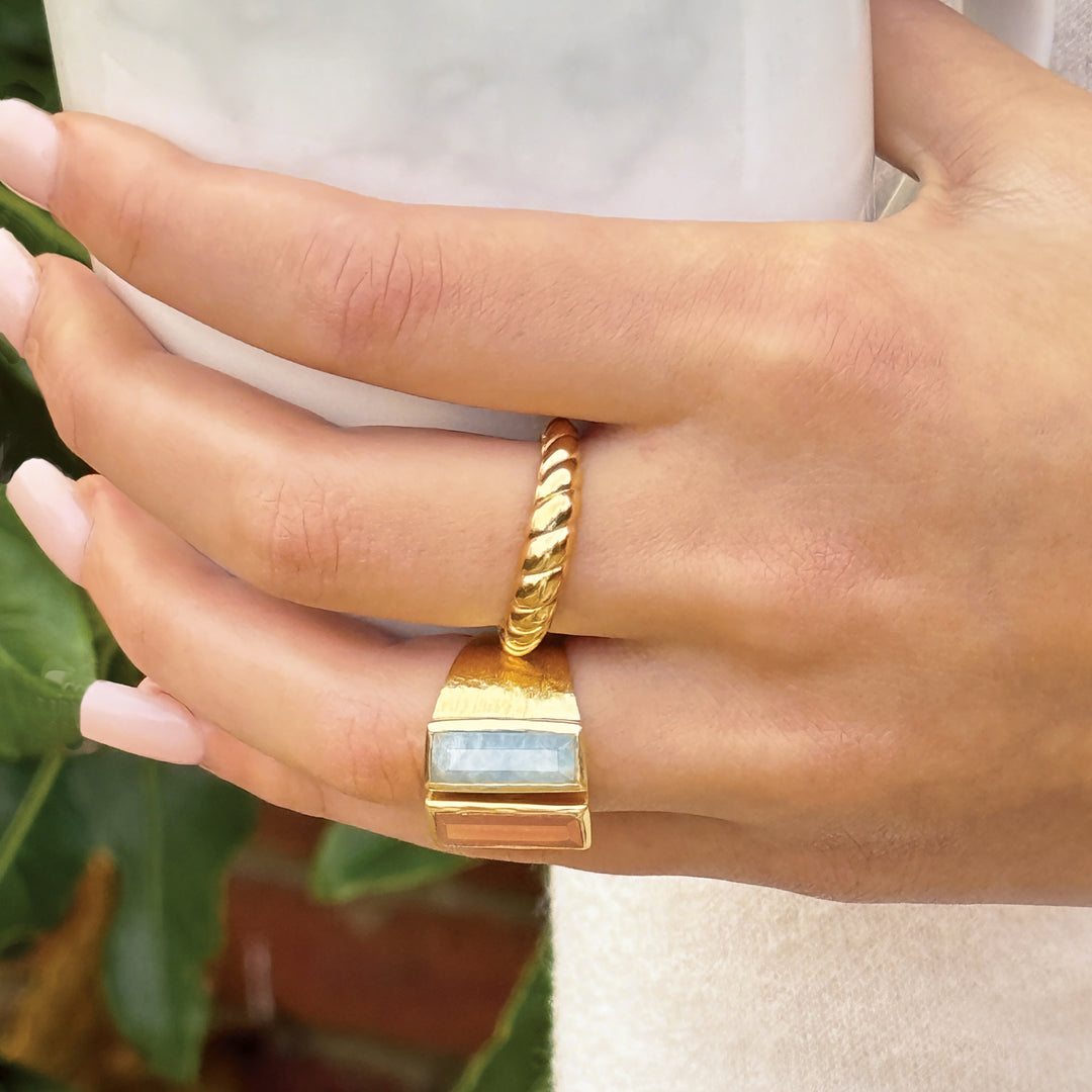 Sarah Alexander Tuscan Sky Gemstone Bar Gold Open Ring