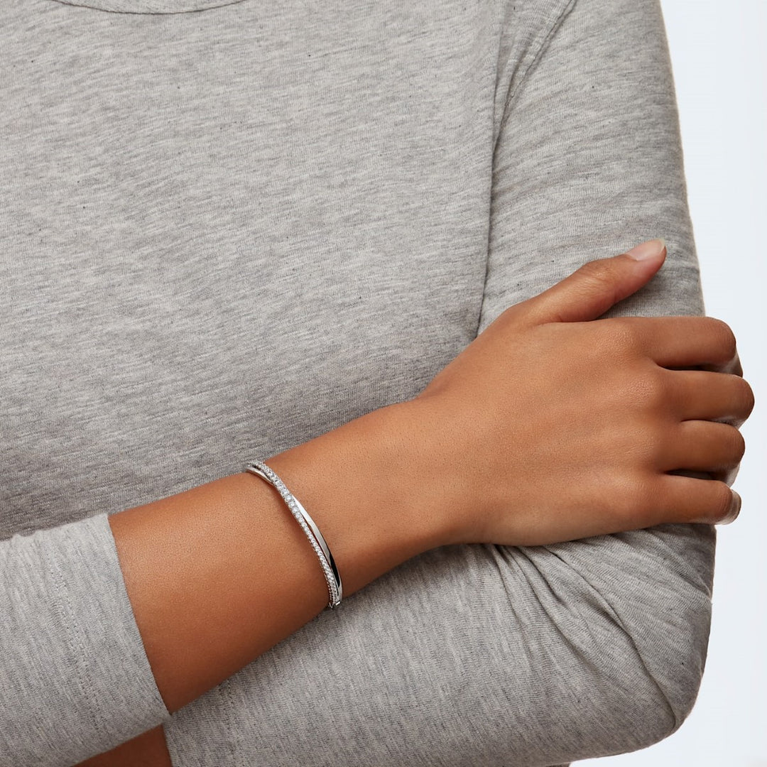 Swarovski Twist Bangle - White with Rhodium Plating 5572725