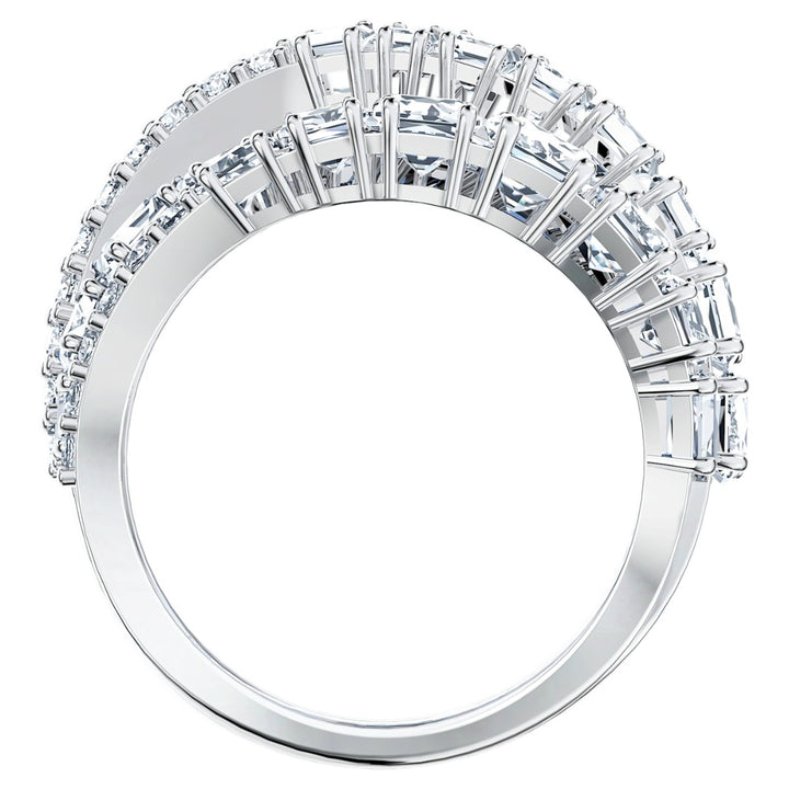 Swarovski Twist Wrap Ring - White with Rhodium Plating