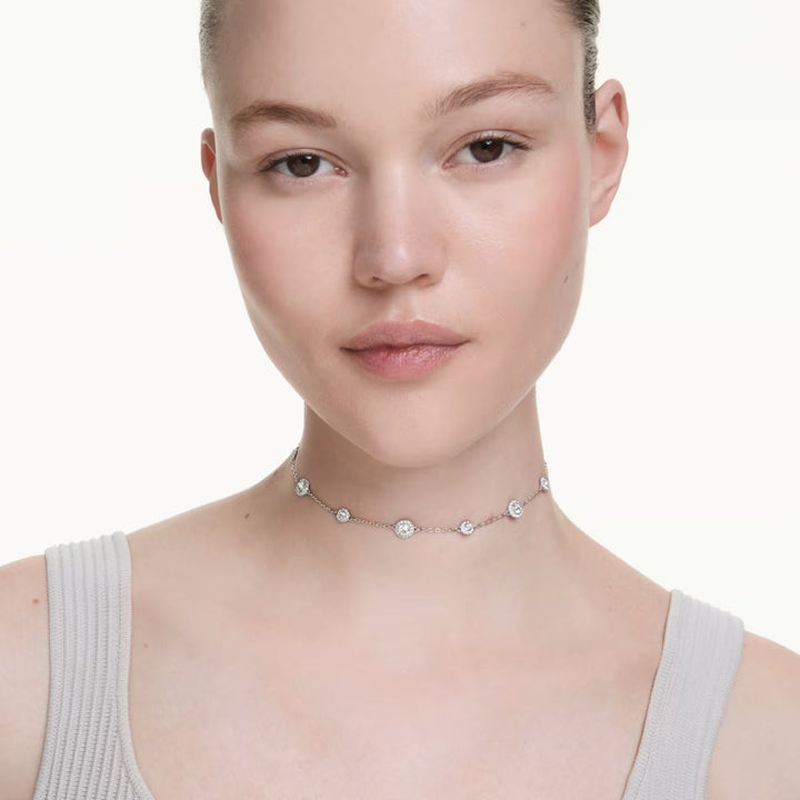 Swarovski Una Angelic Necklace Round Cut Double Sided Motifs - White with Rhodium Plating