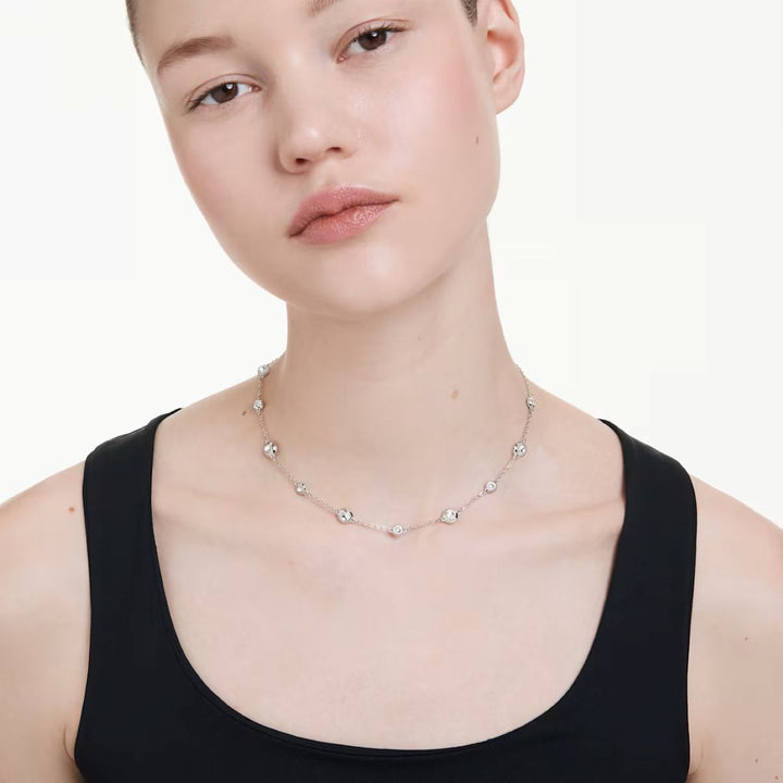 Swarovski Una Angelic Necklace Round Cut Double Sided Motifs - White with Rhodium Plating