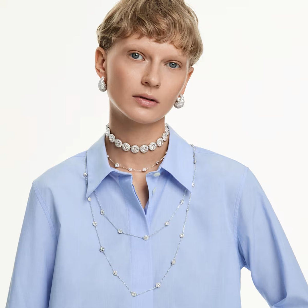 Swarovski Una Angelic Necklace Round Cut Double Sided Motifs - White with Rhodium Plating