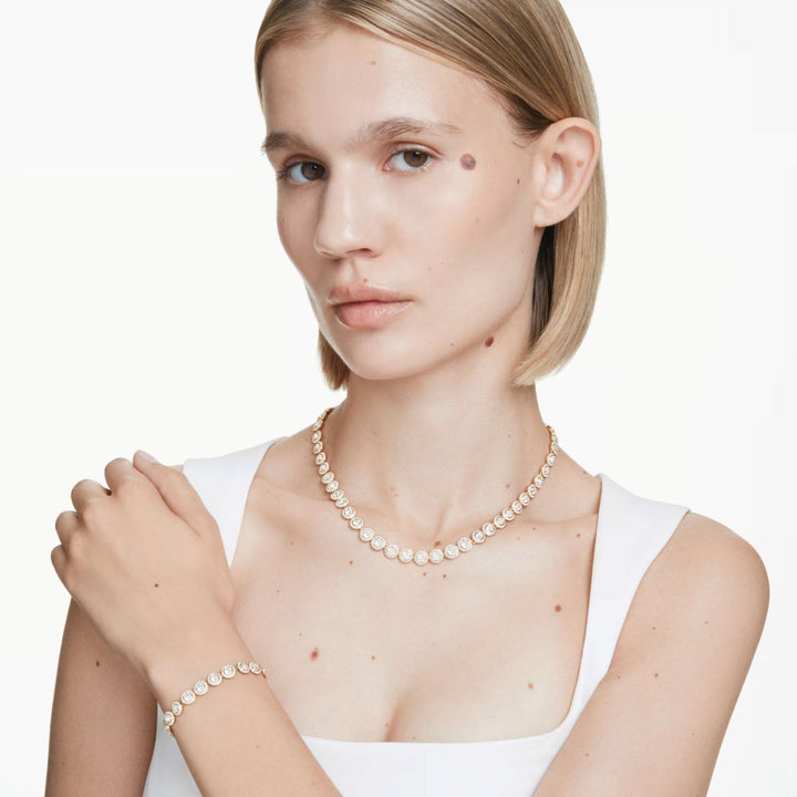 Swarovski Una Angelic Set Round Cut - White with Gold Tone Plating - 5720506