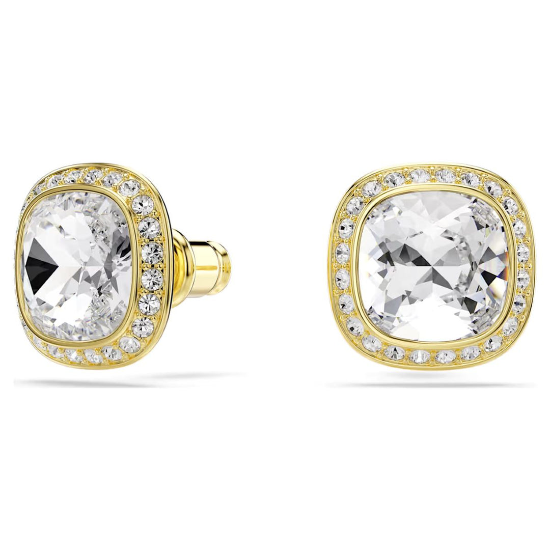Swarovski Una Angelic Stud Earrings Cushion Cut - White with 18k Gold Finish