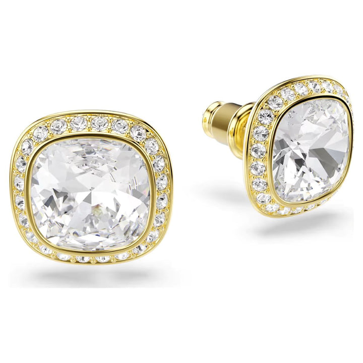 Swarovski Una Angelic Stud Earrings Cushion Cut - White with 18k Gold Finish
