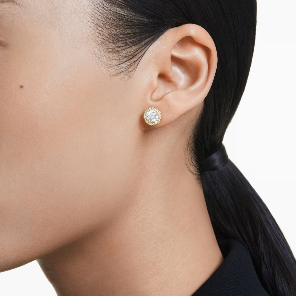 Swarovski Round Cut Una Stud Earrings - White with Rhodium Plating 5686637