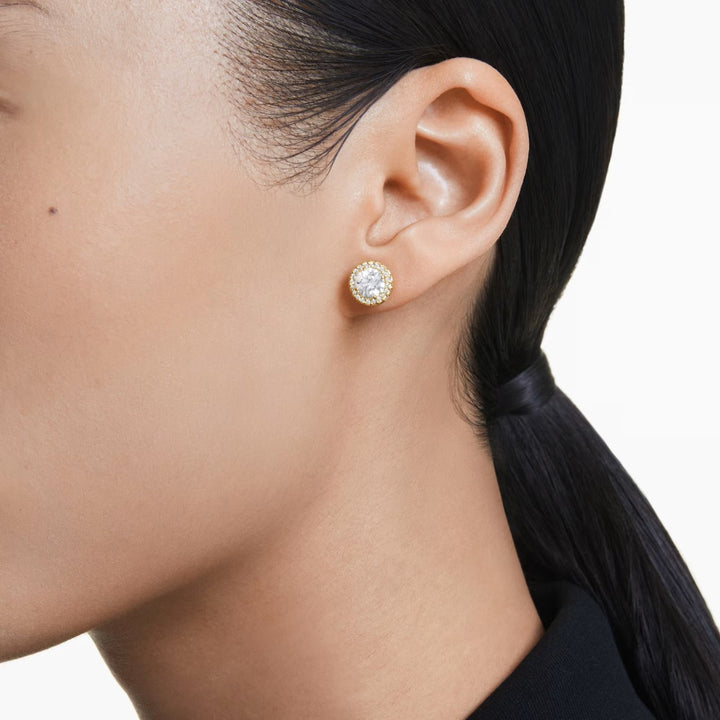 Swarovski Round Cut Una Stud Earrings - White with Rhodium Plating 5686637