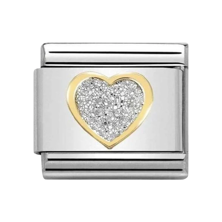Nomination Classic 18k Gold and Silver Glitter Heart Charm - 030220_02