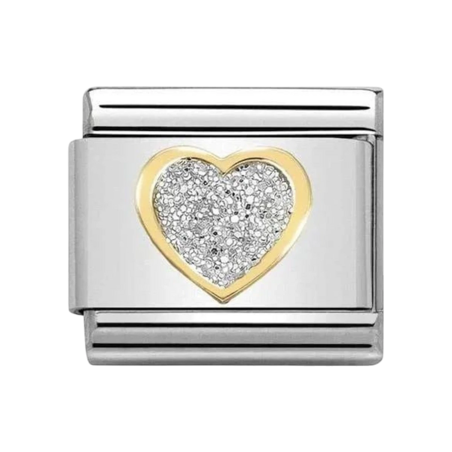 Nomination Classic 18k Gold and Silver Glitter Heart Charm - 030220_02