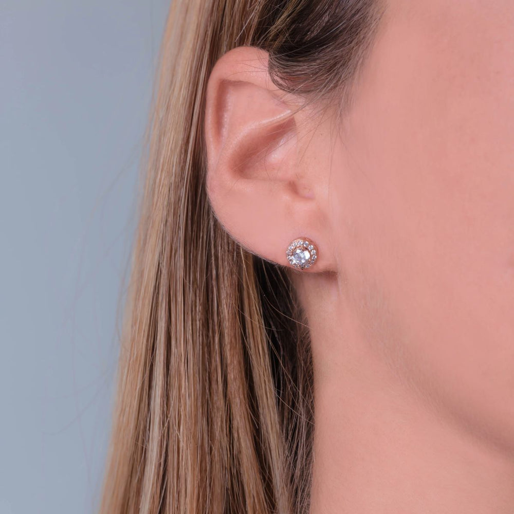 Georgini Petite White Zirconia Earrings - Rose Gold - IE732RG