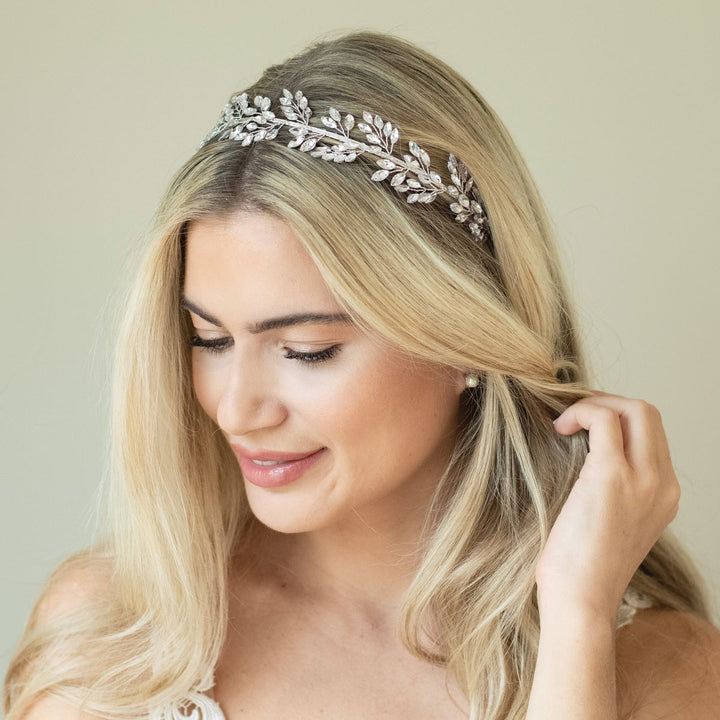 Ivory & Co Utopia Silver Crystal Leafy Tiara - utopia